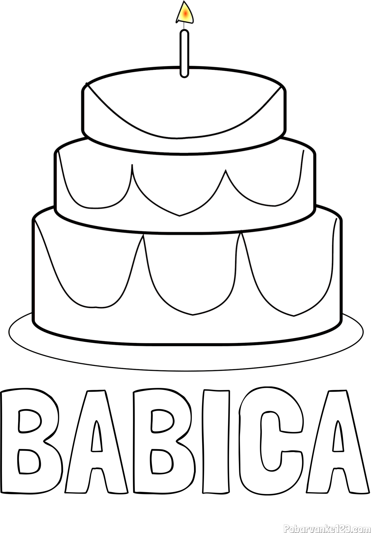 Pobarvanka imena BABICA in pobarvanka poročne torte