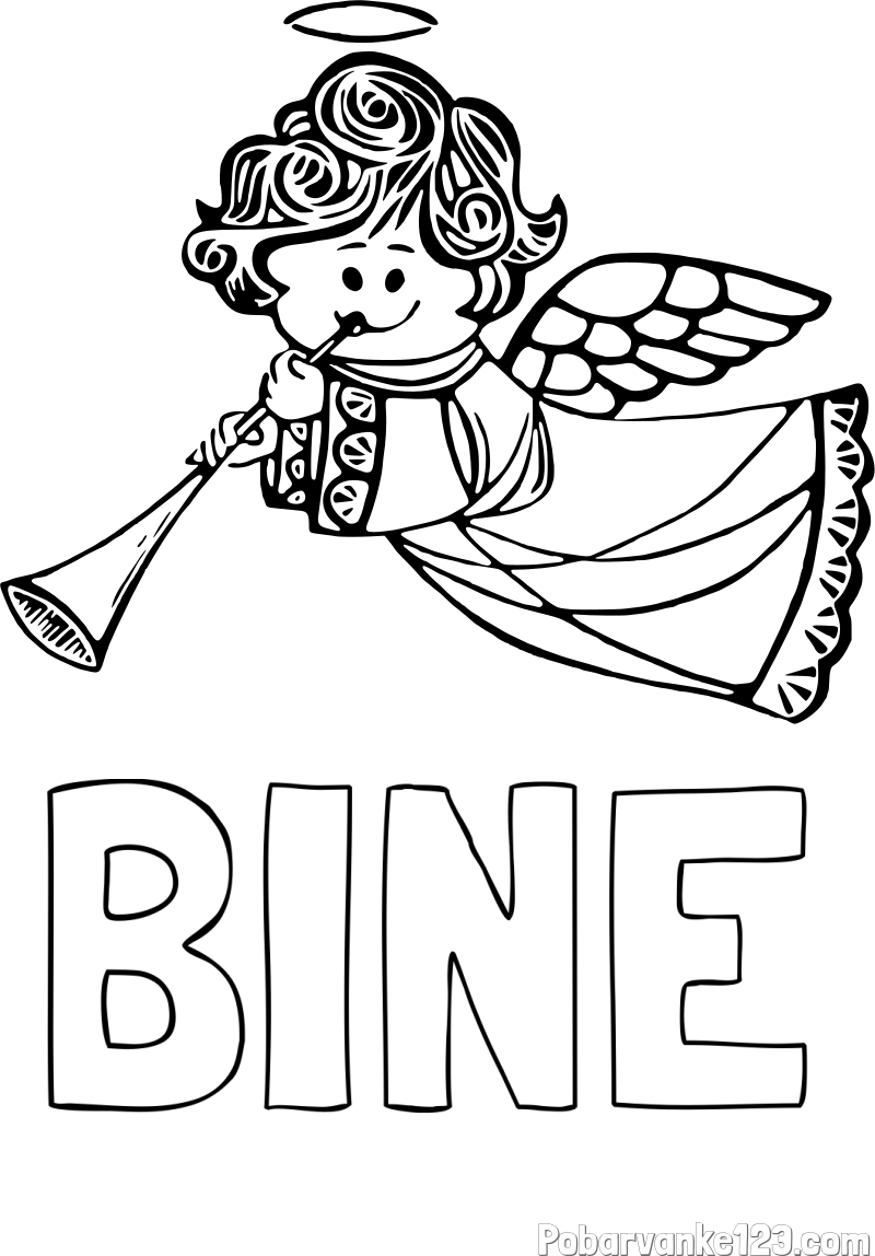 Pobarvanka imena BINE in pobarvanka angelčka