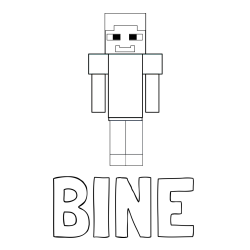 Online izdelana pobarvanka - Pobarvanka imena BINE in pobarvanka Minecraft glavnega junaka