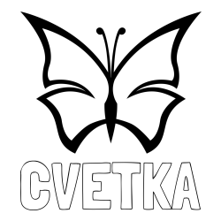 Online izdelana pobarvanka - Pobarvanka imena CVETKA in otroška pobarvanka metulja