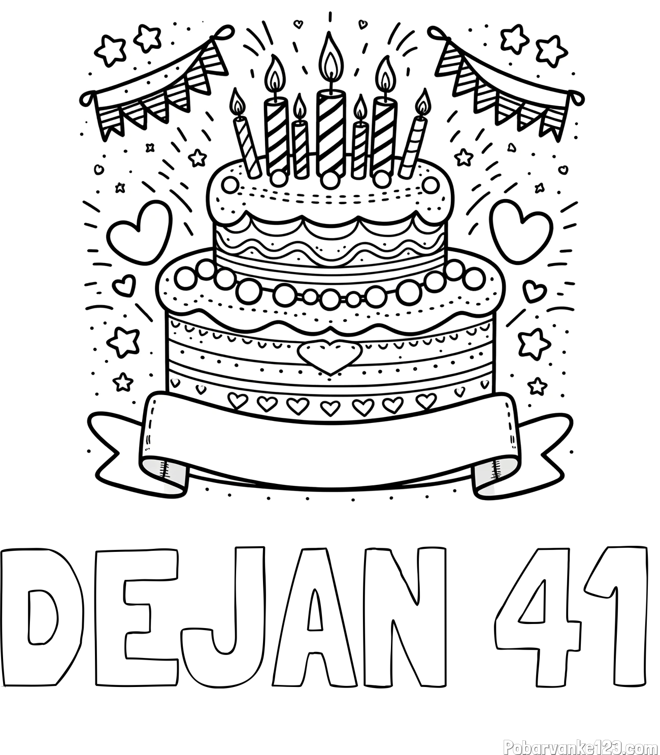Pobarvanka imena DEJAN 41 in pobarvanka velike torte za rojstni dan