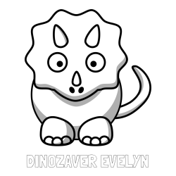 Online izdelana pobarvanka - Pobarvanka imena DINOZAVER EVELYN in pobarvanka dinozavra triceratops