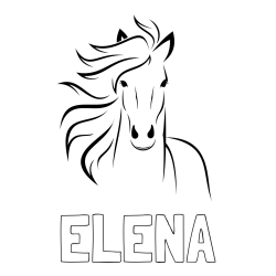 Online izdelana pobarvanka - Pobarvanka imena ELENA in lepa pobarvanka konja