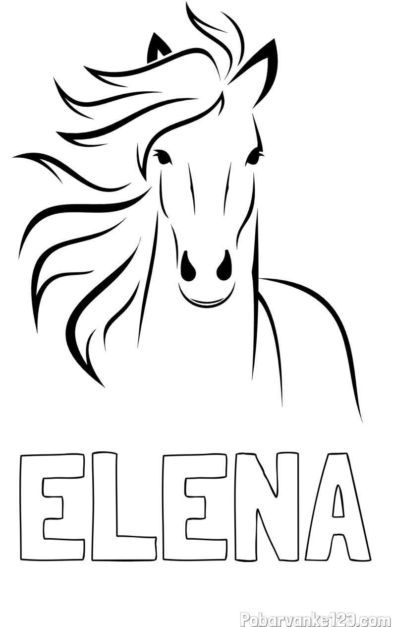 Pobarvanka imena ELENA in lepa pobarvanka konja