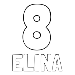 Online izdelana pobarvanka - Pobarvanka imena ELINA in pobarvanka številke osem (8)