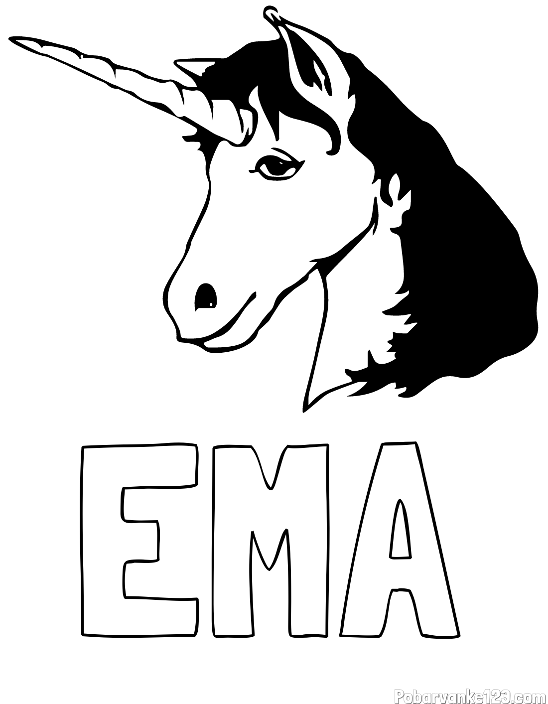 Pobarvanka imena EMA in pobarvanka samorog