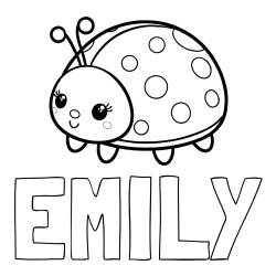 Online izdelana pobarvanka - Pobarvanka imena EMILY in pobarvanka ljubke pikapolonice