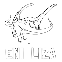 Online izdelana pobarvanka - Pobarvanka imena ENI  LIZA in pobarvanka dinozavra Alamosaurus