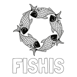 Online izdelana pobarvanka - Pobarvanka imena FISHIS in pobarvanka rib - mandale