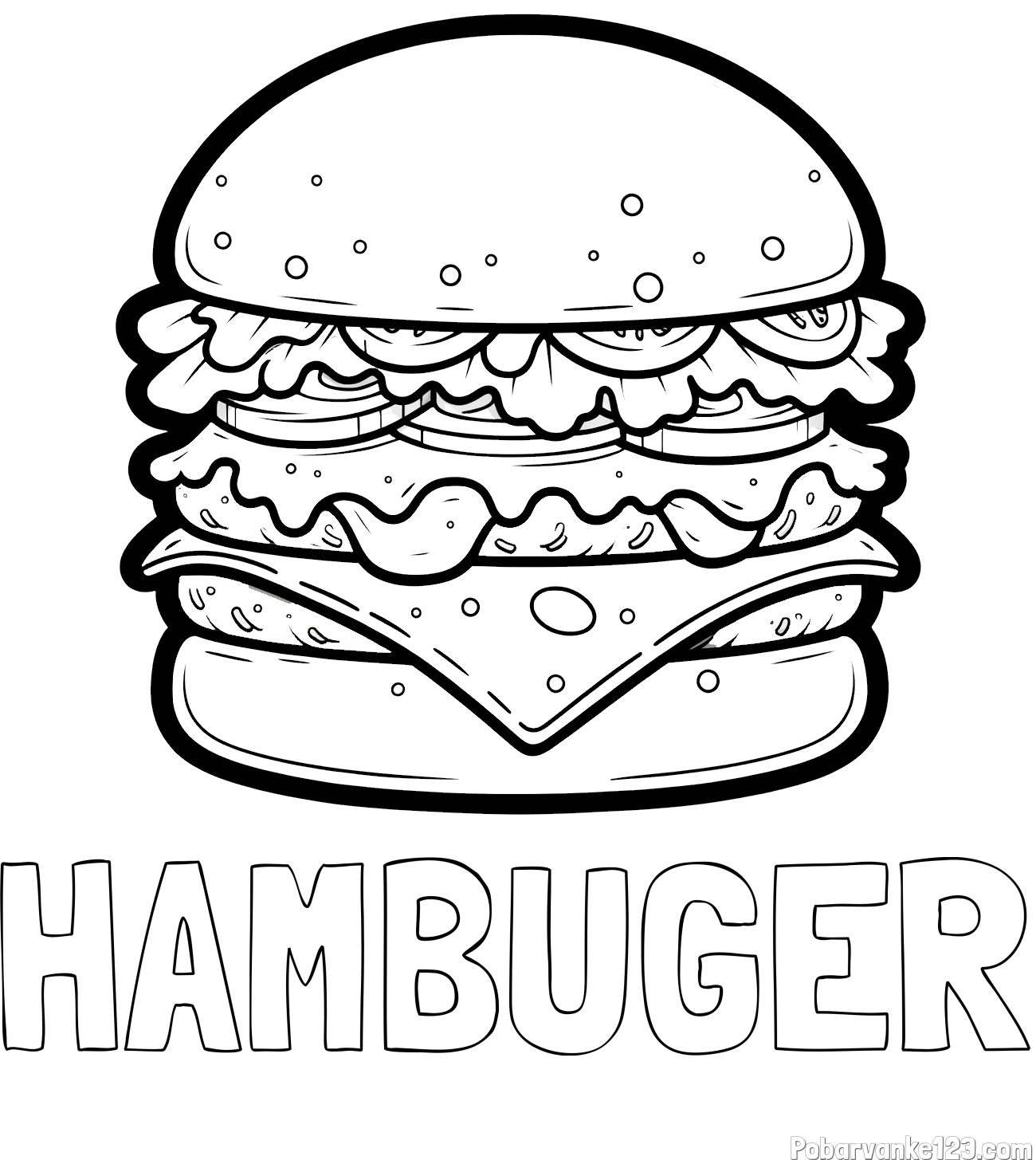 Pobarvanka imena HAMBUGER in pobarvanka hamburger