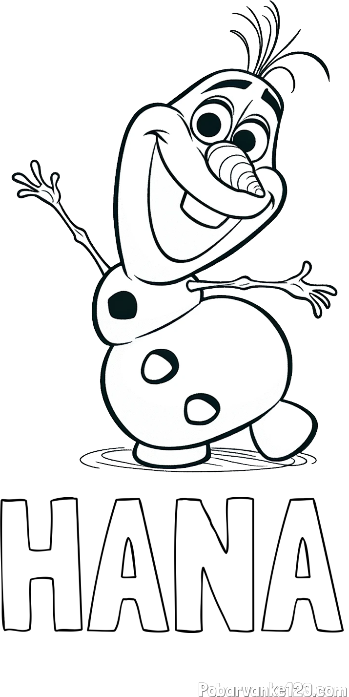 Pobarvanka imena HANA in pobarvanka Olaf