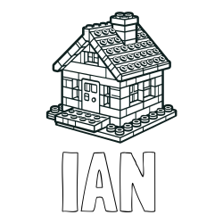 Online izdelana pobarvanka - Pobarvanka imena IAN in pobarvanka LEGO hiške