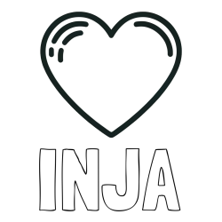 Online izdelana pobarvanka - Pobarvanka imena INJA in pobarvanka lepega srčka