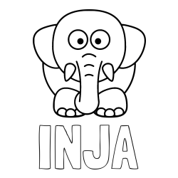 Online izdelana pobarvanka - Pobarvanka imena INJA in pobarvanka slona