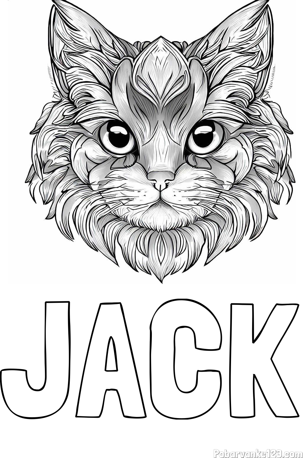 Pobarvanka imena JACK in pobarvanka mačke