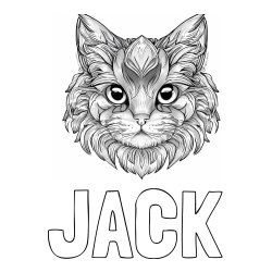 Online izdelana pobarvanka - Pobarvanka imena JACK in pobarvanka mačke