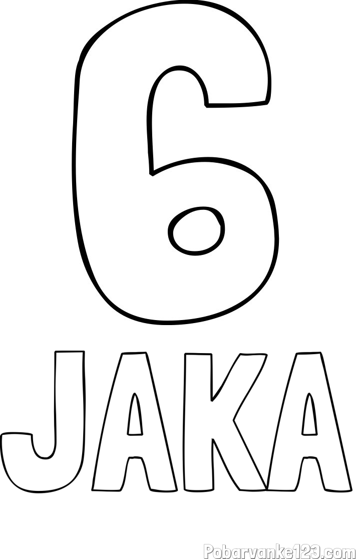 Pobarvanka imena JAKA in pobarvanka številke šest (6)