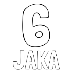 Online izdelana pobarvanka - Pobarvanka imena JAKA in pobarvanka številke šest (6)