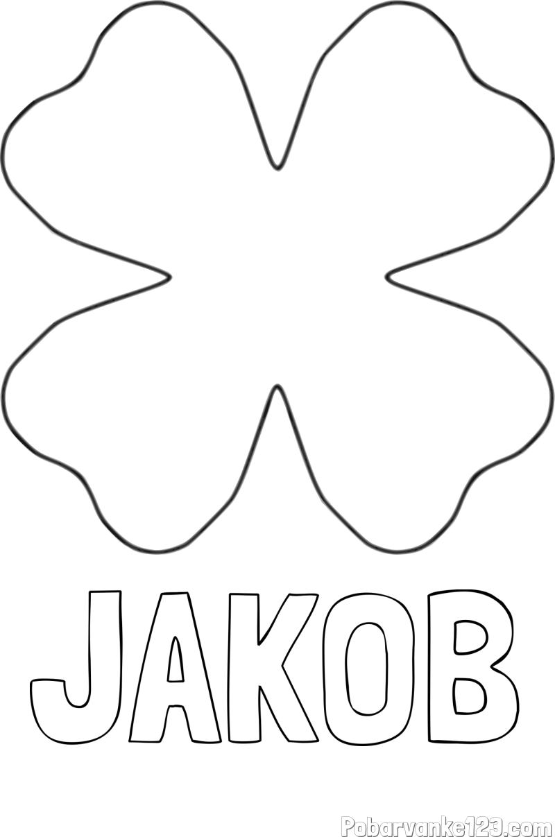 Pobarvanka imena JAKOB in pobarvanka štiriperesna deteljica