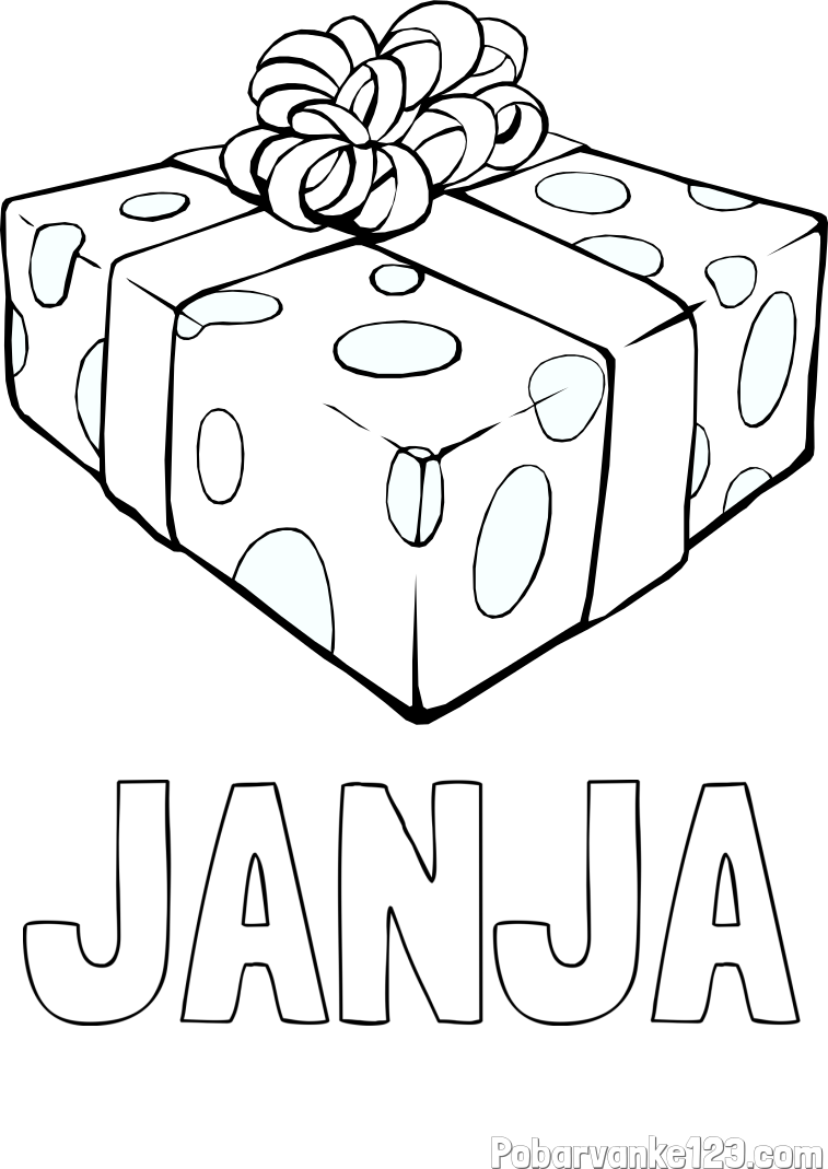 Pobarvanka imena JANJA in božično darilo