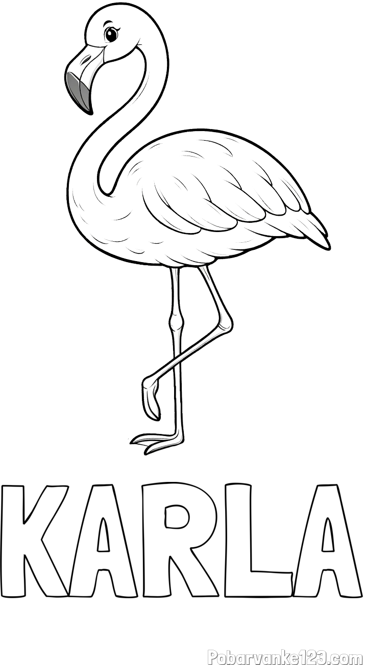 Pobarvanka imena KARLA in pobarvanka flaminga