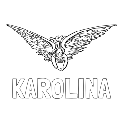 Online izdelana pobarvanka - Pobarvanka imena KAROLINA in leteči angel