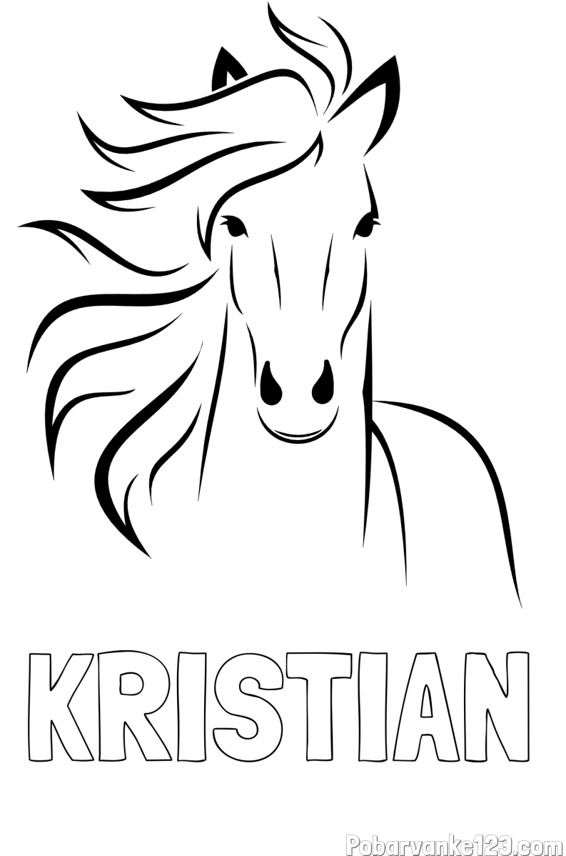 Pobarvanka imena KRISTIAN in lepa pobarvanka konja