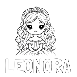 Online izdelana pobarvanka - Pobarvanka imena LEONORA in pobarvanka ljubke princese