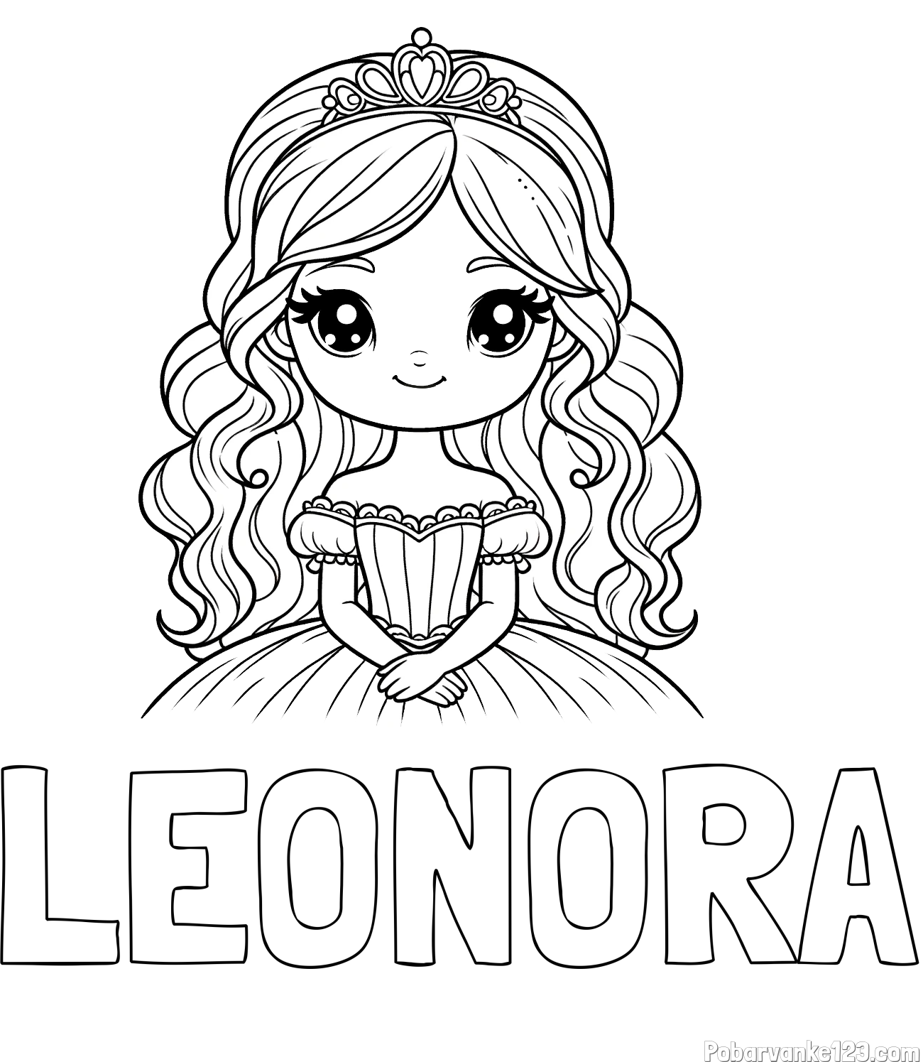 Pobarvanka imena LEONORA in pobarvanka ljubke princese
