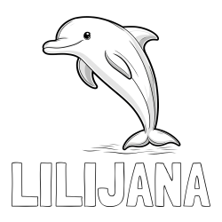 Online izdelana pobarvanka - Pobarvanka imena LILIJANA in pobarvanka delfina