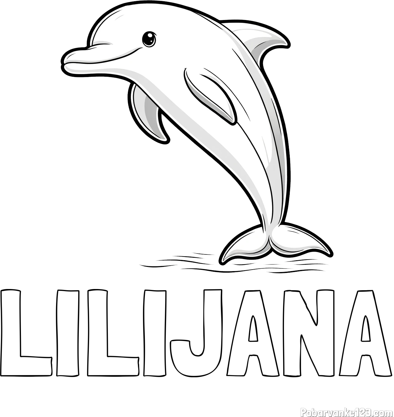 Pobarvanka imena LILIJANA in pobarvanka delfina