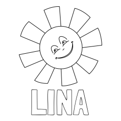 Online izdelana pobarvanka - Pobarvanka imena LINA in pobarvanka ljubkega sonca