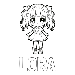 Online izdelana pobarvanka - Pobarvanka imena LORA in pobarvanka anime punčke