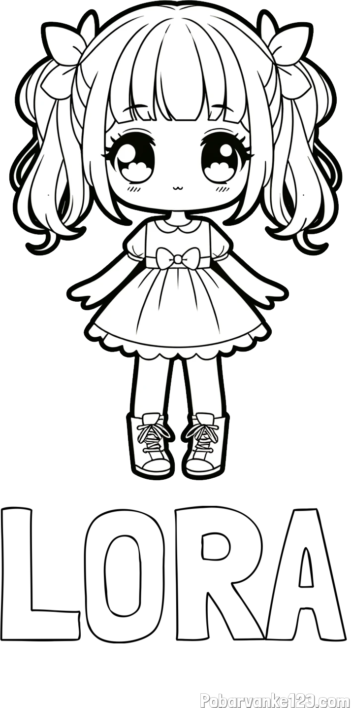 Pobarvanka imena LORA in pobarvanka anime punčke