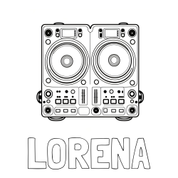 Online izdelana pobarvanka - Pobarvanka imena LORENA in pobarvanka DJ MIXER