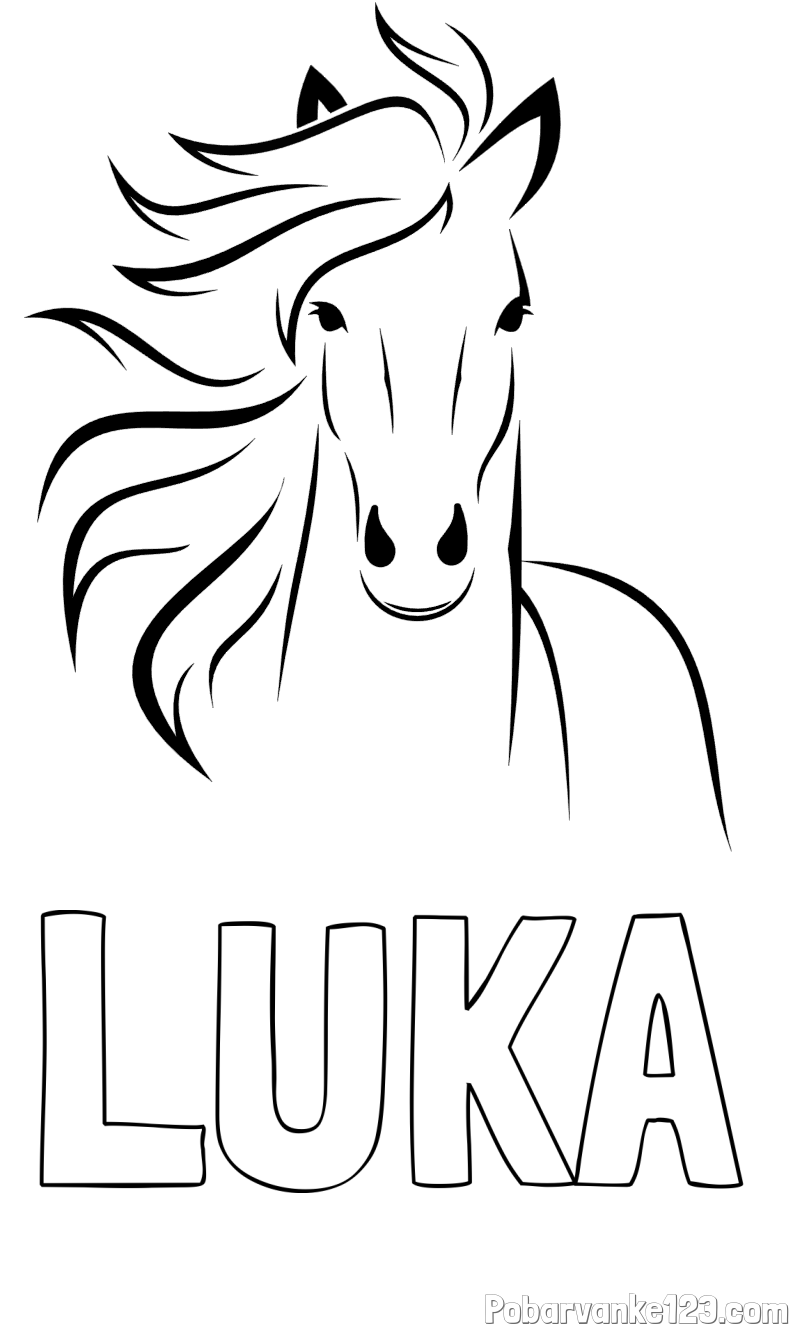 Pobarvanka imena LUKA in lepa pobarvanka konja