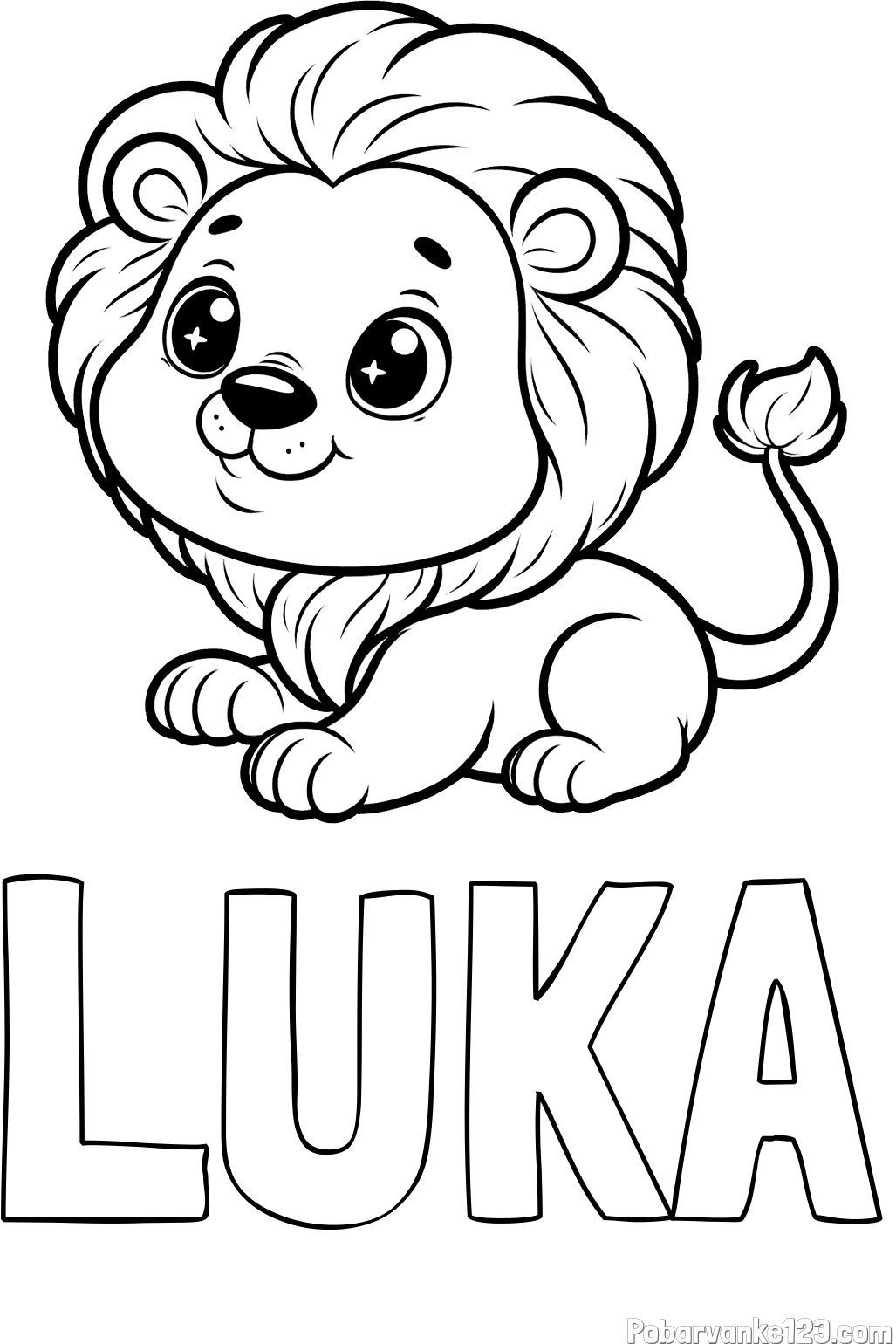 Pobarvanka imena LUKA in pobarvanka igrivega levčka