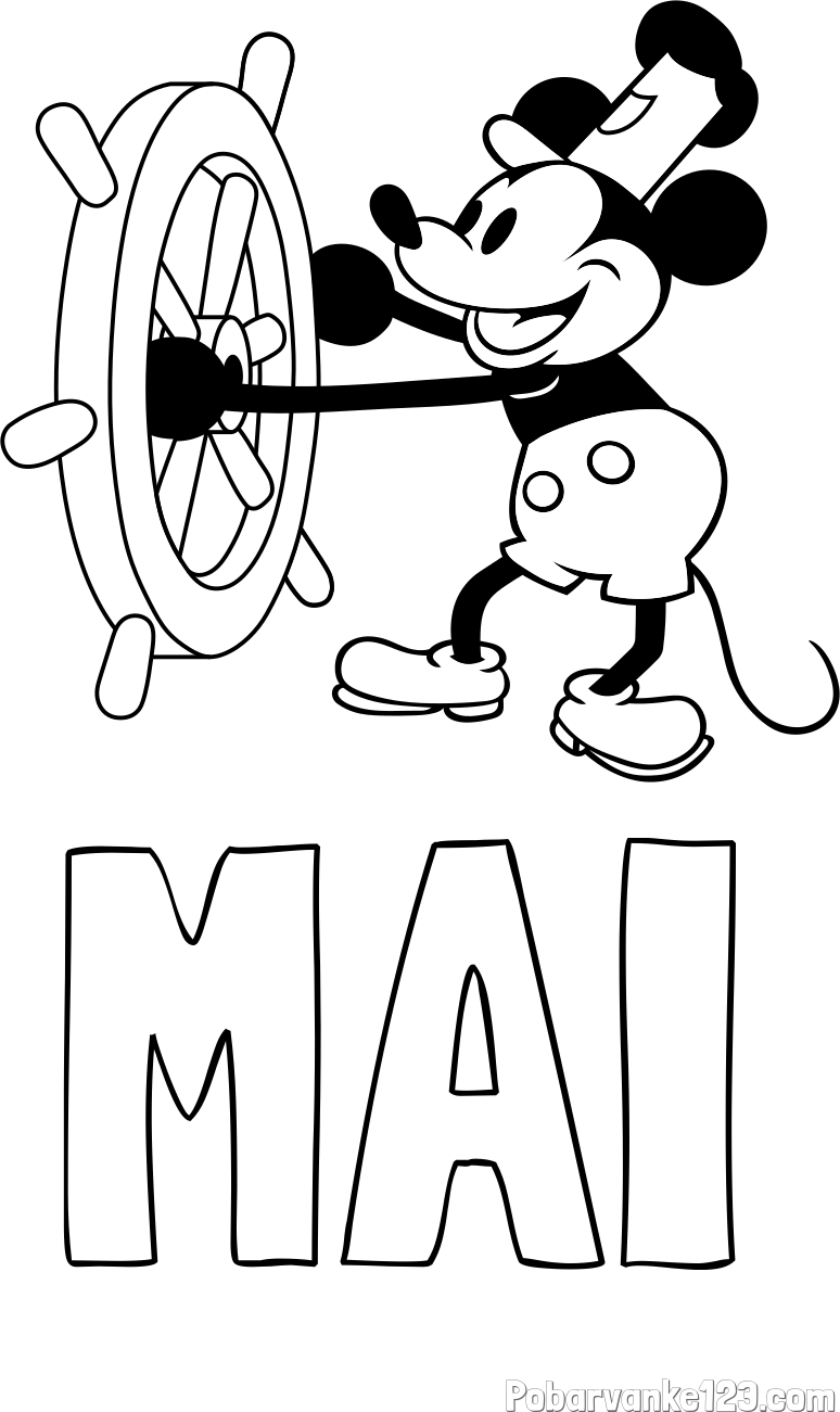 Pobarvanka imena MAI in pobarvanka Miki Miške (Mickey Mouse)