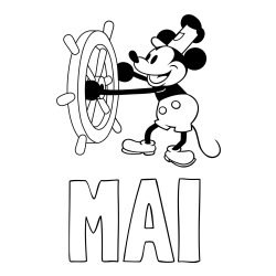 Online izdelana pobarvanka - Pobarvanka imena MAI in pobarvanka Miki Miške (Mickey Mouse)