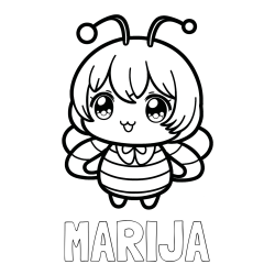 Online izdelana pobarvanka - Pobarvanka imena MARIJA in pobarvanka čebelice v stilu anime