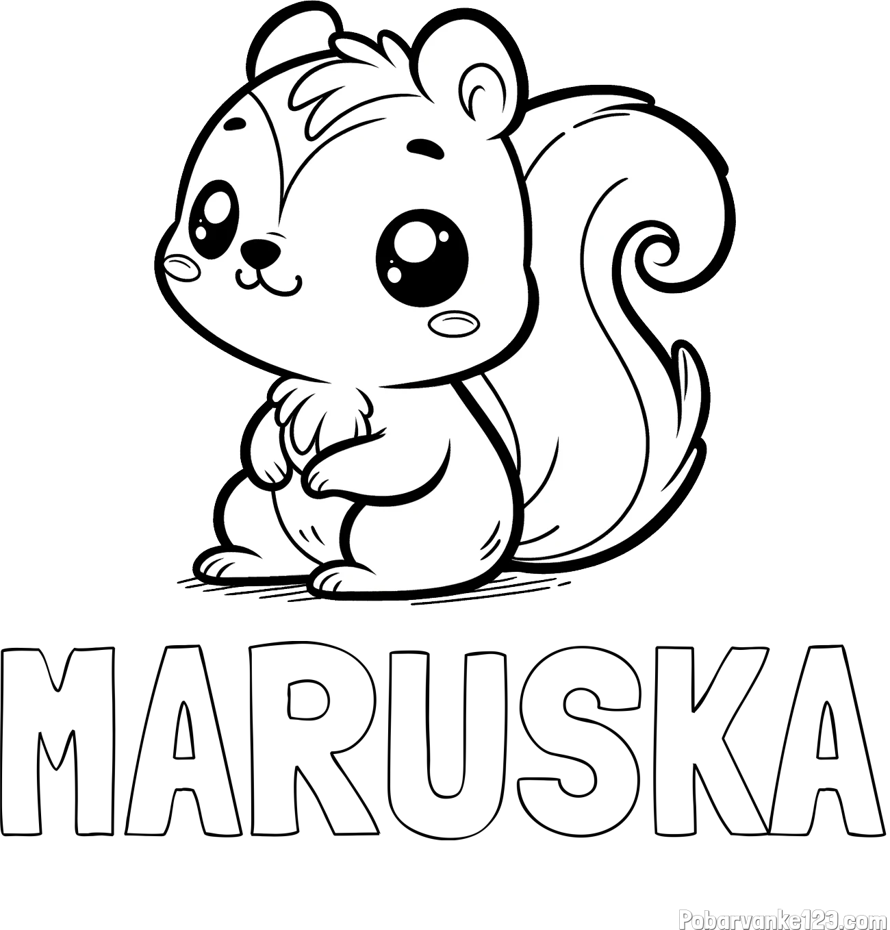 Pobarvanka imena MARUŠKA in pobarvanka veverice