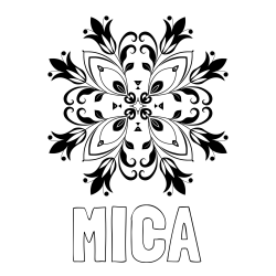 Online izdelana pobarvanka - Pobarvanka imena MICA in pobarvanka mandale (cvetovi)