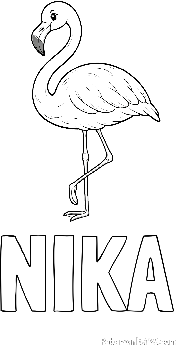 Pobarvanka imena NIKA in pobarvanka flaminga