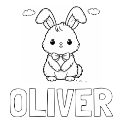Online izdelana pobarvanka - Pobarvanka imena OLIVER in pobarvanka prikupnega zajčka