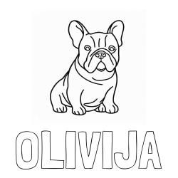 Online izdelana pobarvanka - Pobarvanka imena OLIVIJA in pobarvanka francoskega buldoga