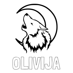 Online izdelana pobarvanka - Pobarvanka imena OLIVIJA in pobarvanka volk in lune