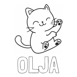 Online izdelana pobarvanka - Pobarvanka imena OLJA in pobarvanka razigranega mucka