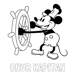 Online izdelana pobarvanka - Pobarvanka imena ONUR KAPITAN in pobarvanka Miki Miške (Mickey Mouse)
