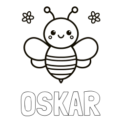 Online izdelana pobarvanka - Pobarvanka imena OSKAR in otroška pobarvanka čebele