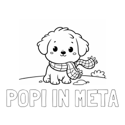 Online izdelana pobarvanka - Pobarvanka imena POPI IN META in pobarvanka prikupnega psička
